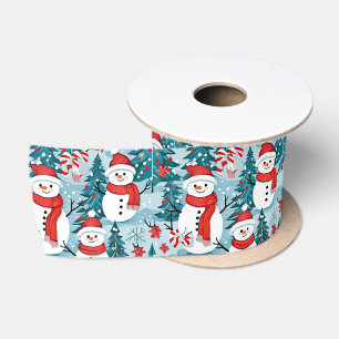 Ruban En Satin Noël Snowman mignon et cosy