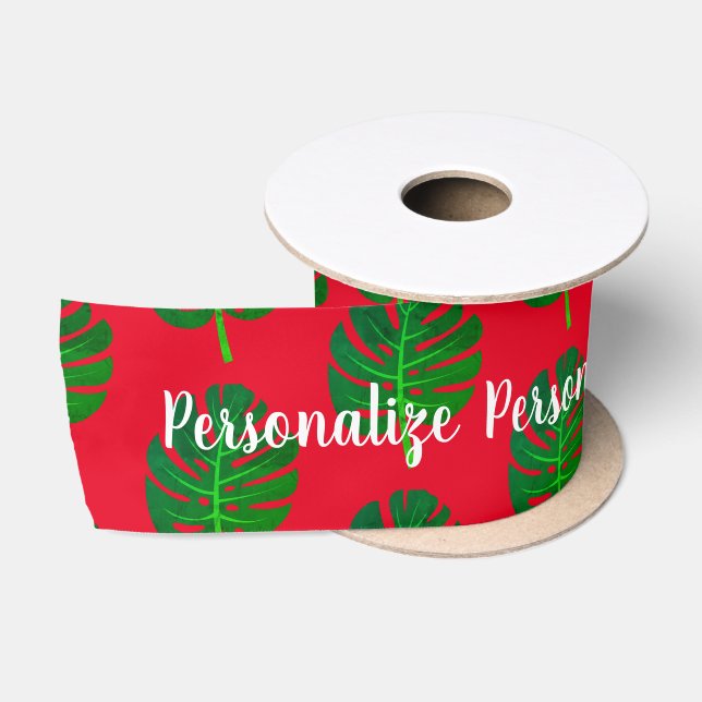 Ruban En Satin Noël tropical en juillet Feuille de palme de Monst (Bobine)