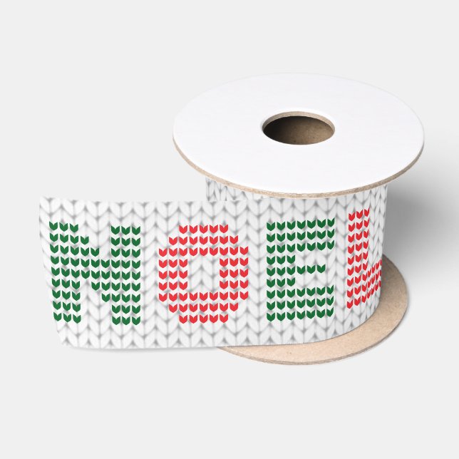 Ruban En Satin Noel Typographie Chandail de Noël (Bobine)