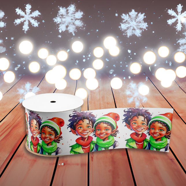 Ruban En Satin Noël vintage petit garçon et fille (Créateur téléchargé)