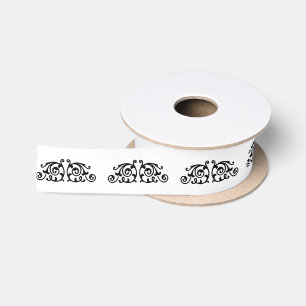 Ruban En Satin Noir et blanc Classic Motif élégant
