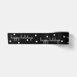 Ruban En Satin Noir et blanc élégant Joyeux Fêtes Noël