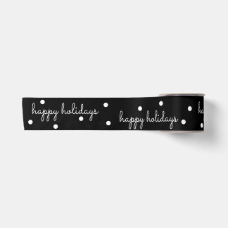 Ruban En Satin Noir et blanc élégant Joyeux Fêtes Noël