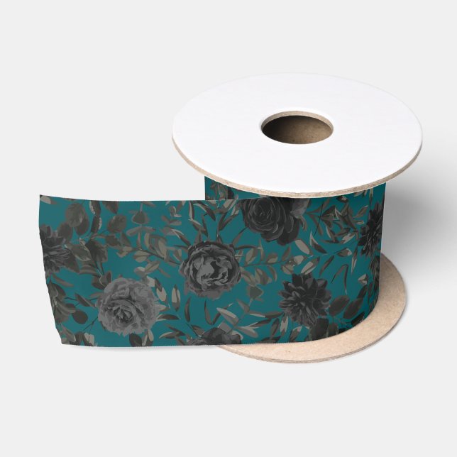 Ruban En Satin Noir Turquoise Rose gothique Élégant mariage (Bobine)