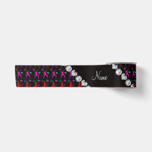 Ruban En Satin Nom noir arc-en-ciel gymnastique coeurs étoiles