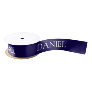 Ruban En Satin Nom personnalisé bleu