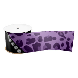 Ruban En Satin Nom personnalisé motif léopard violet