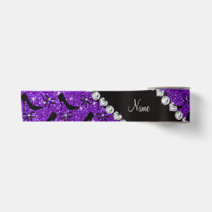 Ruban En Satin Nom personnalisé parties scintillant violet noir