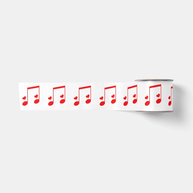 Ruban En Satin Note musicale Simple Red Hearts (Devant)