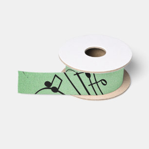 Ruban En Satin Notes de fantaisie Design de musique verte