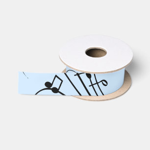 Ruban En Satin Notes de musique fantaisie Bleu