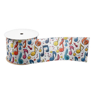 Ruban En Satin Notes musicales de Kawaii Art Abstrait