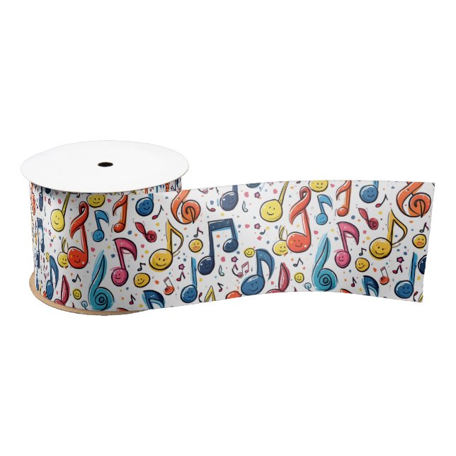 Ruban En Satin Notes musicales de Kawaii Art Abstrait (Bobine)