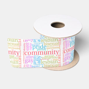 Ruban En Satin Nuage de mots de la communauté arc-en-ciel LGBTQ+