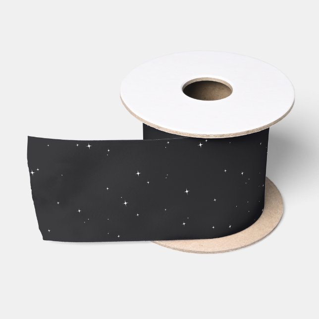 Ruban En Satin Nuit ciel scintillant étoile motif simple vacances (Bobine)