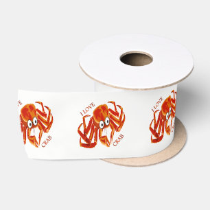 Ruban En Satin Océan tropical orange roi crabe blanc