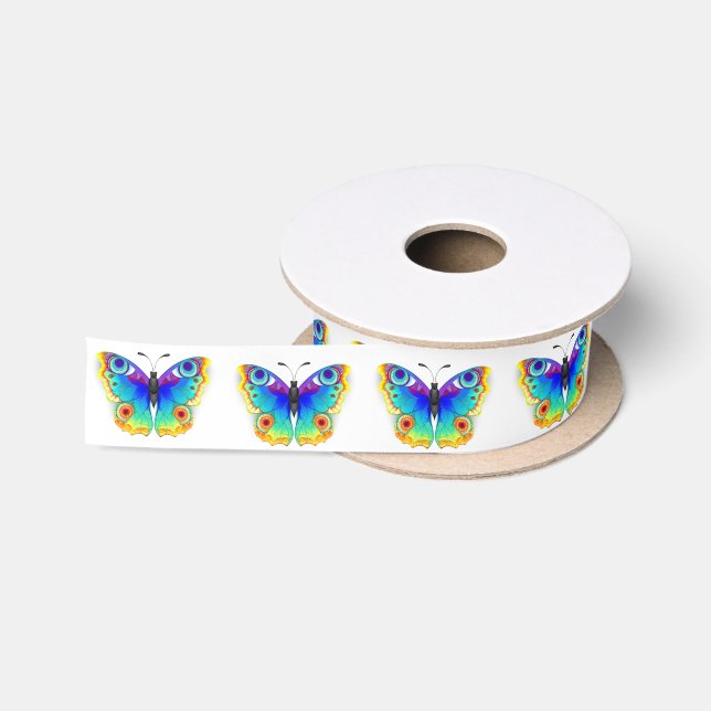 Ruban En Satin Oeil de paon arc-en-ciel (Bobine)