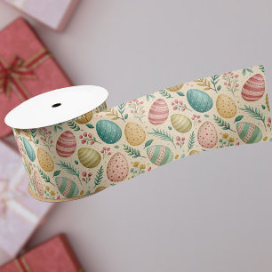 Ruban En Satin Œufs de Pâques vintage avec bourgeons floraux