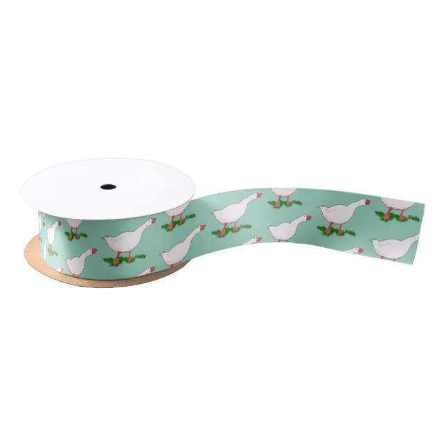 Ruban En Satin oie de la ferme blanche (Bobine)