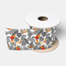 Oiseaux tropicaux et motif feuille