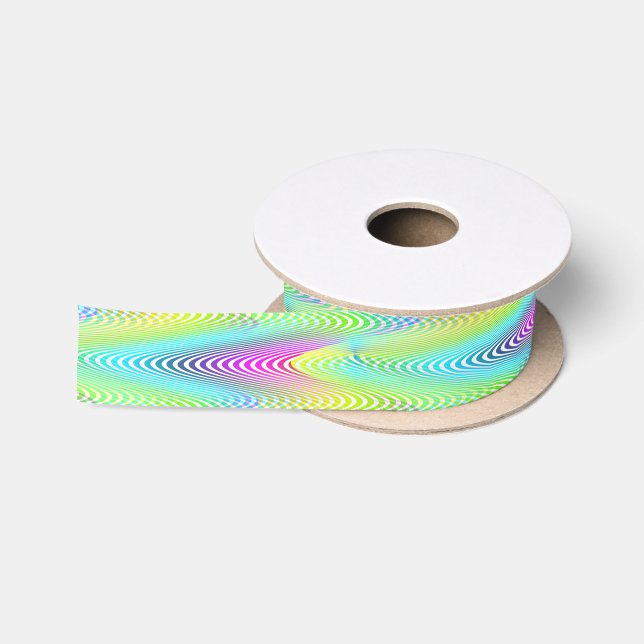 Ruban En Satin Ondes de couleur néon Stripes motif sans couture (Bobine)