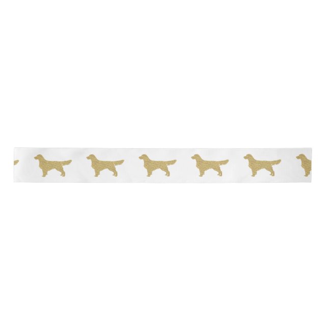 Ruban En Satin Or Parties scintillant Golden Retriever blanc (Devant)