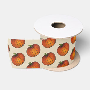 Ruban En Satin Orange Harvest Citrouille Halloween Thanksgiving F