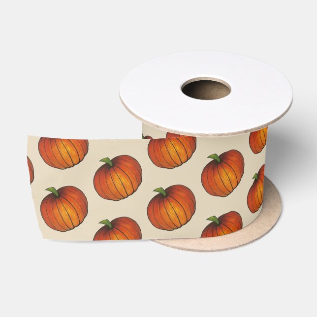Ruban En Satin Orange Harvest Citrouille Halloween Thanksgiving F (Bobine)