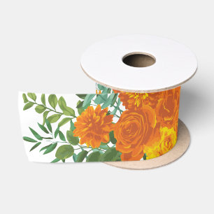Ruban En Satin Orange Mariage Peony Rose Floral