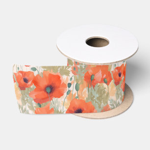 Ruban En Satin Orange Poppy Meadow