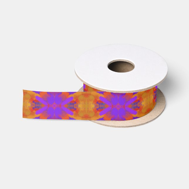 Ruban En Satin Orange Purple And Red Abstract Graphic Art Design (Bobine)
