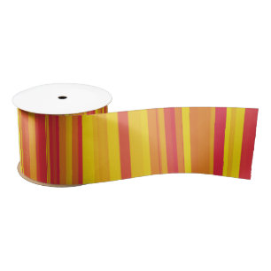 Ruban En Satin Orange rouge jaune rayures