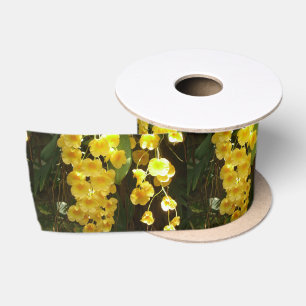 Ruban En Satin Orchidées jaunes suspendues Fleurs tropicales
