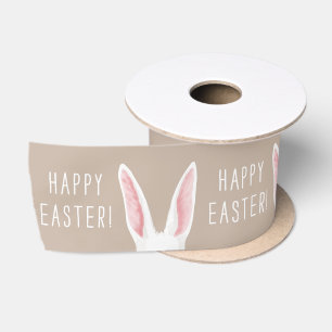 Ruban En Satin Oreilles de lapin aquarelle sur fond beige Joyeuse