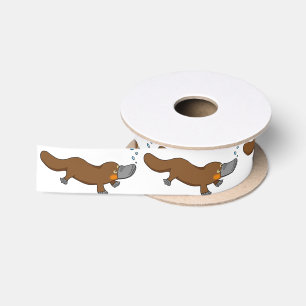 Ruban En Satin ornithorynque affiché par canard mignon