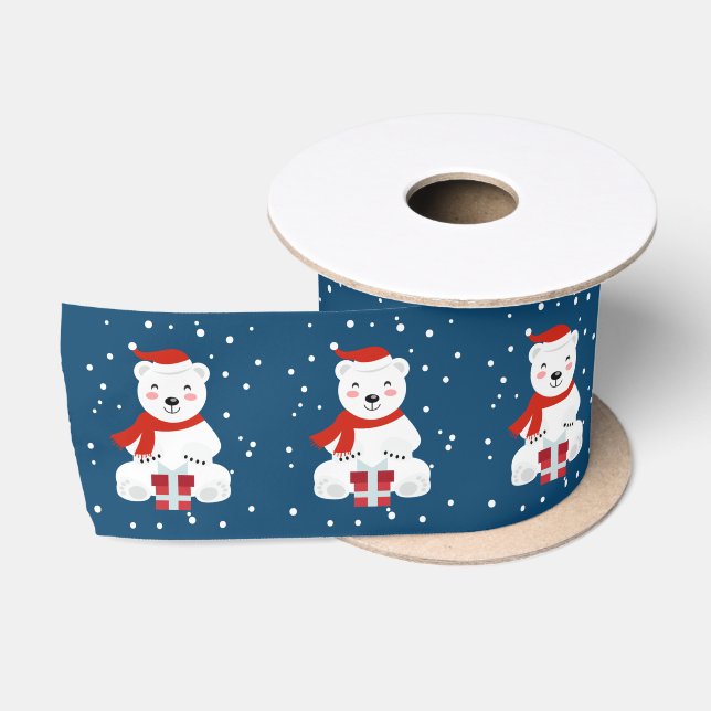 Ruban En Satin Ours de neige (Bobine)