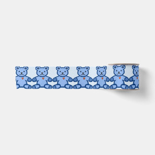 Ruban En Satin Ours de nounours bleu avec le coeur