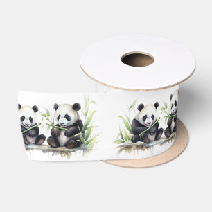 Ruban En Satin Ours De Panda Avec Pierres En Bambou