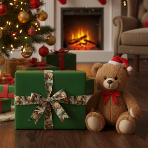 Ruban En Satin Ours en peluche de Noël vintage