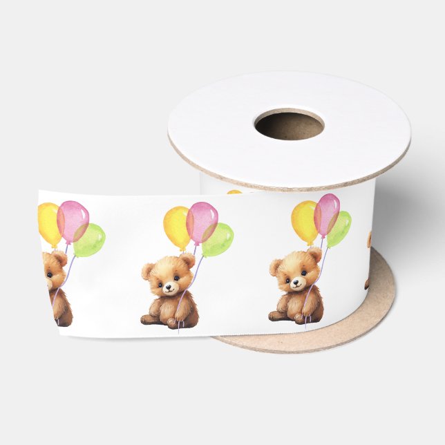 Ruban En Satin Ours En Teddy Avec Ballons (Bobine)