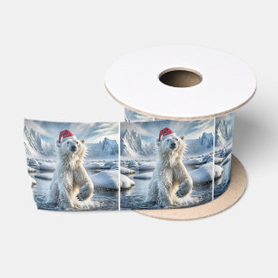 Ruban En Satin Ours Polaire De Noël Dans L'Eau Arctique
