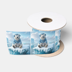 Ruban En Satin Ours polaire lisant un journal