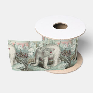 Ruban En Satin Ours polaire vintage sur iceberg illustration hive
