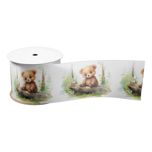 Ruban En Satin Ourson d'aquarelle dans le journal (Bobine)