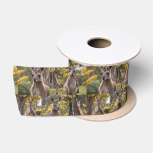 Ruban En Satin Outback Beauty : Kangaroo Et Wattle Photo Collage