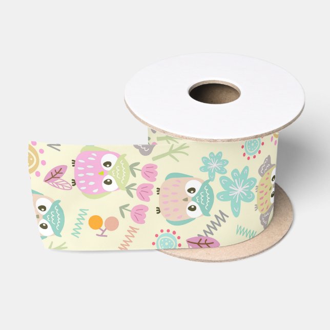 Ruban En Satin Owl Pastel Yellow   (Bobine)