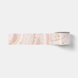 Ruban En Satin Paillettes Pink and White Marble