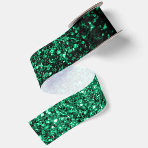 Ruban En Satin Paillettes vert émeraude fausses