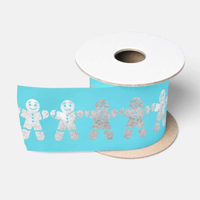 Ruban En Satin Pain d'argent de Noël Homme Océan bleu (Bobine)