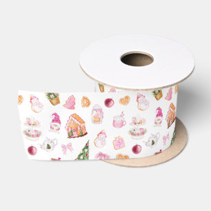 Ruban En Satin Pain d'épice de Noël rose